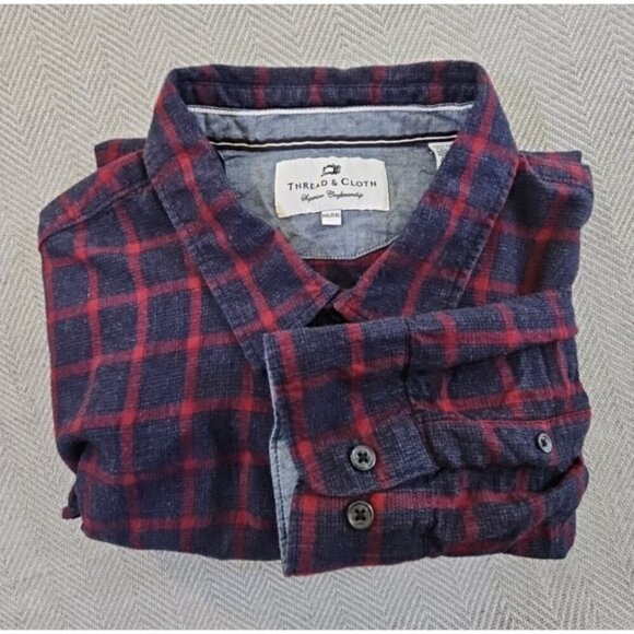 Thread & Cloth Flannel Shirt Women's XXL Navy & Red Long Sleeve Button Down EUC - Picture 13 of 13